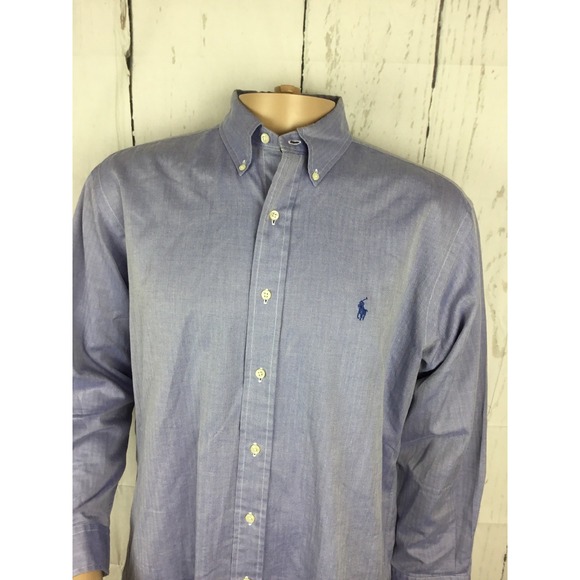 Ralph Lauren Shirt Yarmouth 100% Two Play Cotton Button Front Long Sleeve Sz 16 - Picture 4 of 8